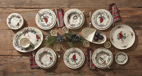 Lenox Winter Greetings gold accents elevate holiday tables with a festive glow.