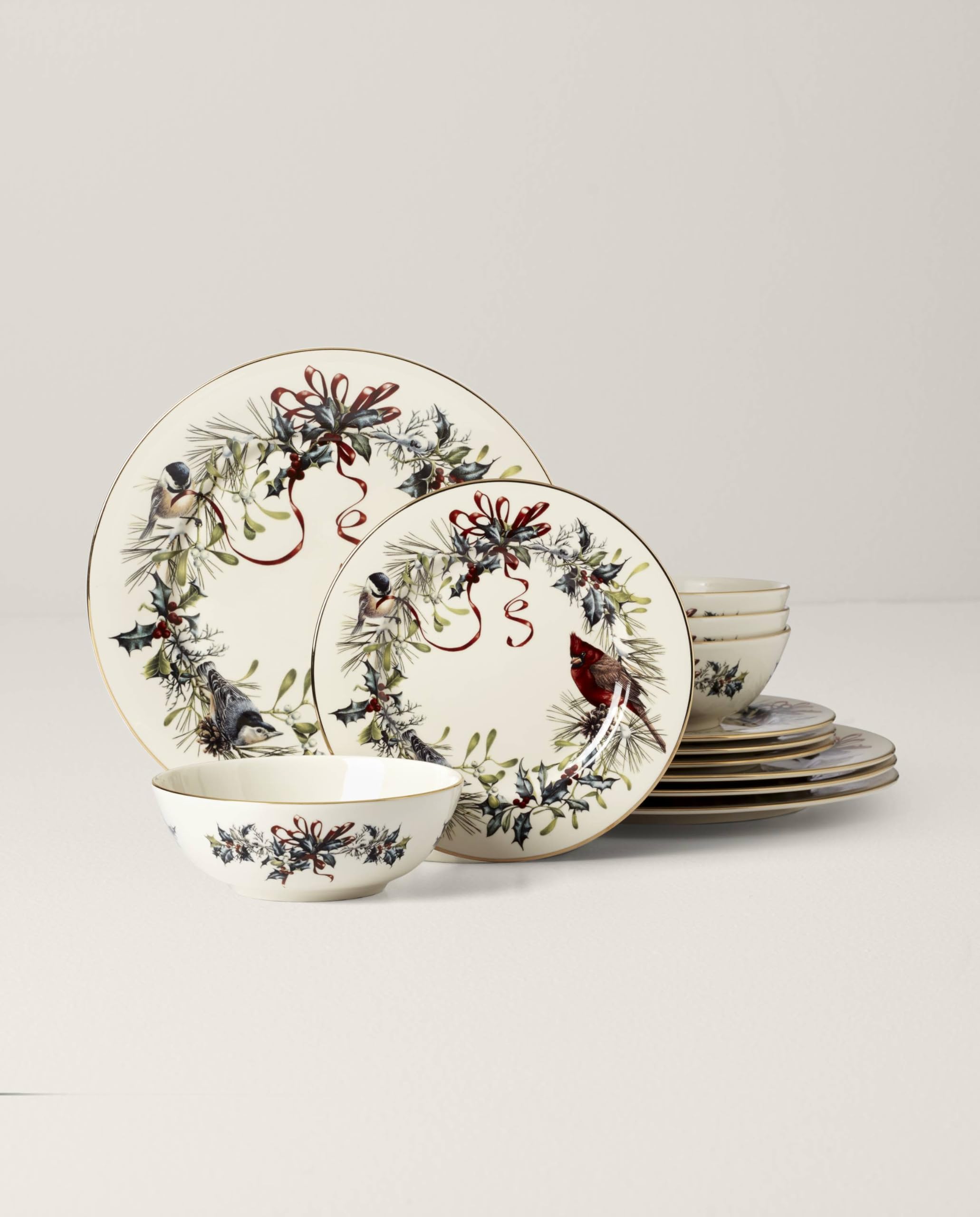 Lenox Winter Greetings salad plates add seasonal charm to meals.