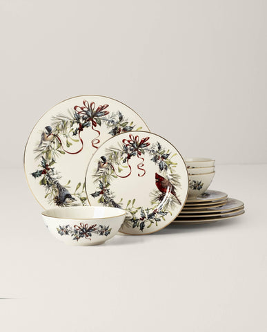 Lenox Winter Greetings salad plates add seasonal charm to meals.