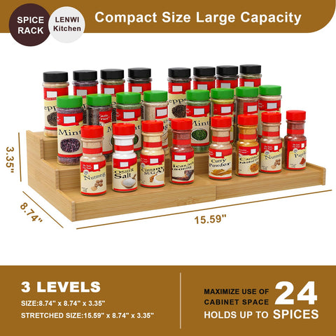 Lenwi Bamboo spice rack with natural finish for a warm kitchen look.