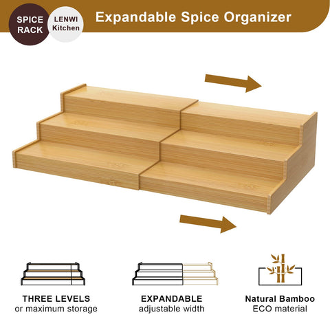 Lenwi Spice Rack extended side view showing adjustable width.