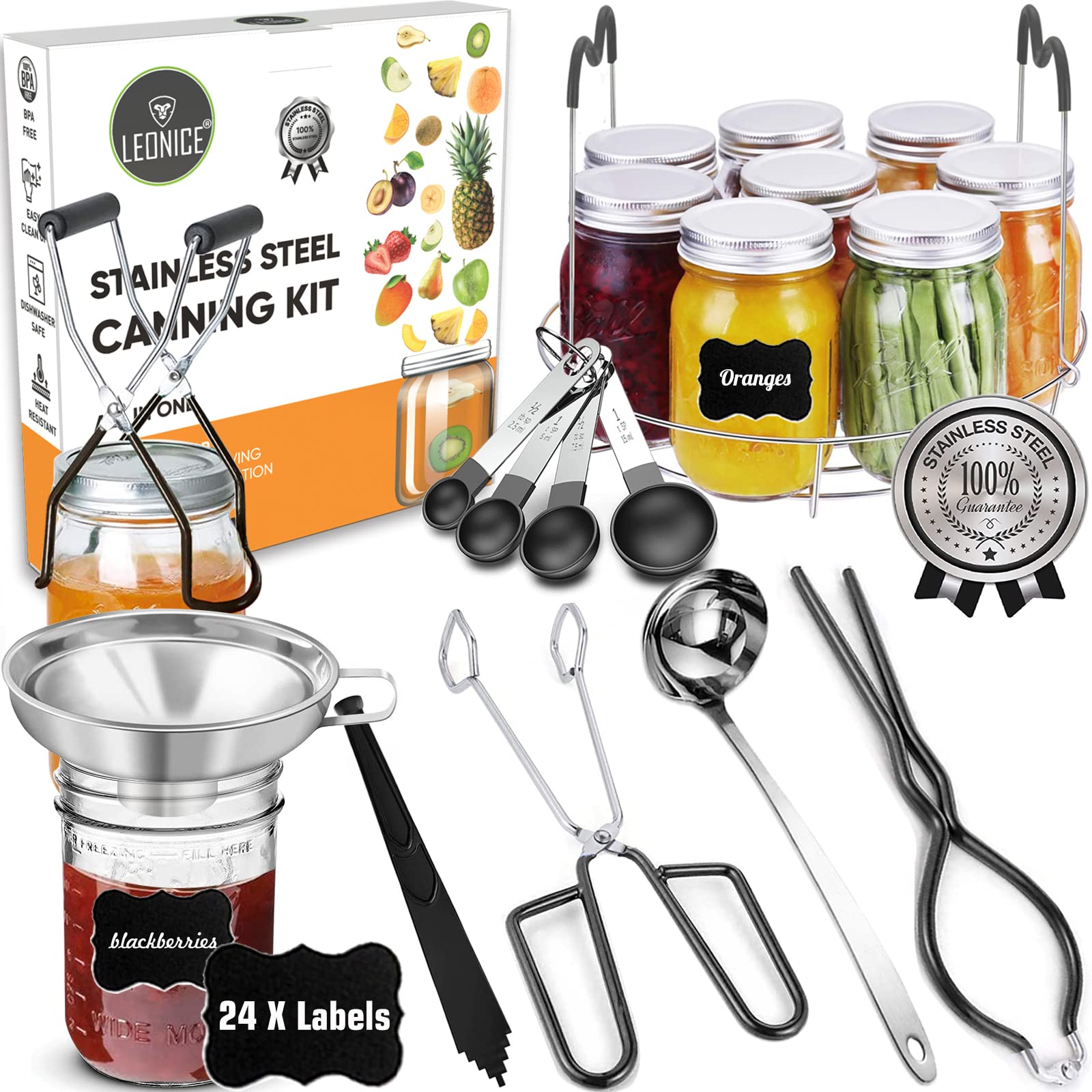 LEONICE canning rack for safe jar handling in hot water bath
