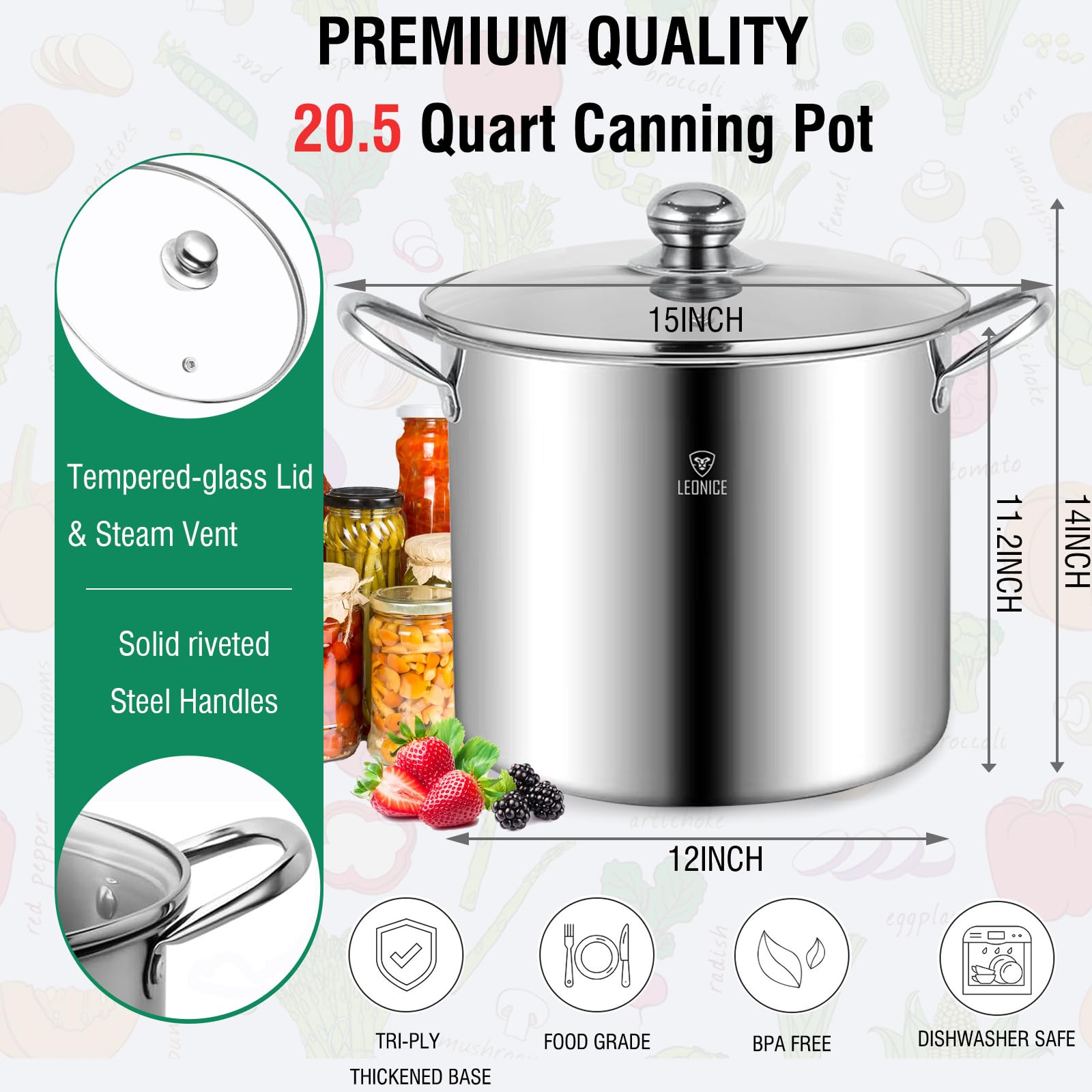 LEONICE wide-mouth funnel aids precise jar filling during prep.