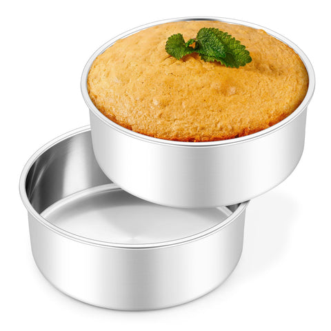 Leonyo 6-inch cake pan set of two with even heating for tall, even layers.