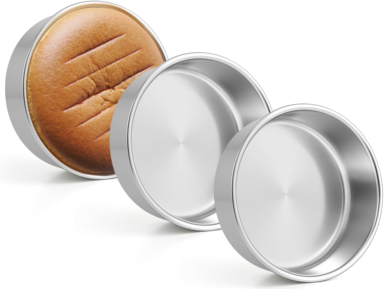 Leonyo 6inch small cake pans round set of 3 for even baking and easy release.
