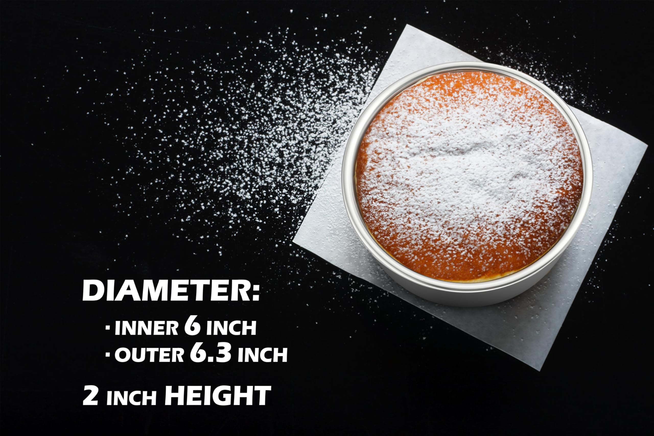 Leonyo stainless steel 6inch cake pan with durable construction for daily baking.
