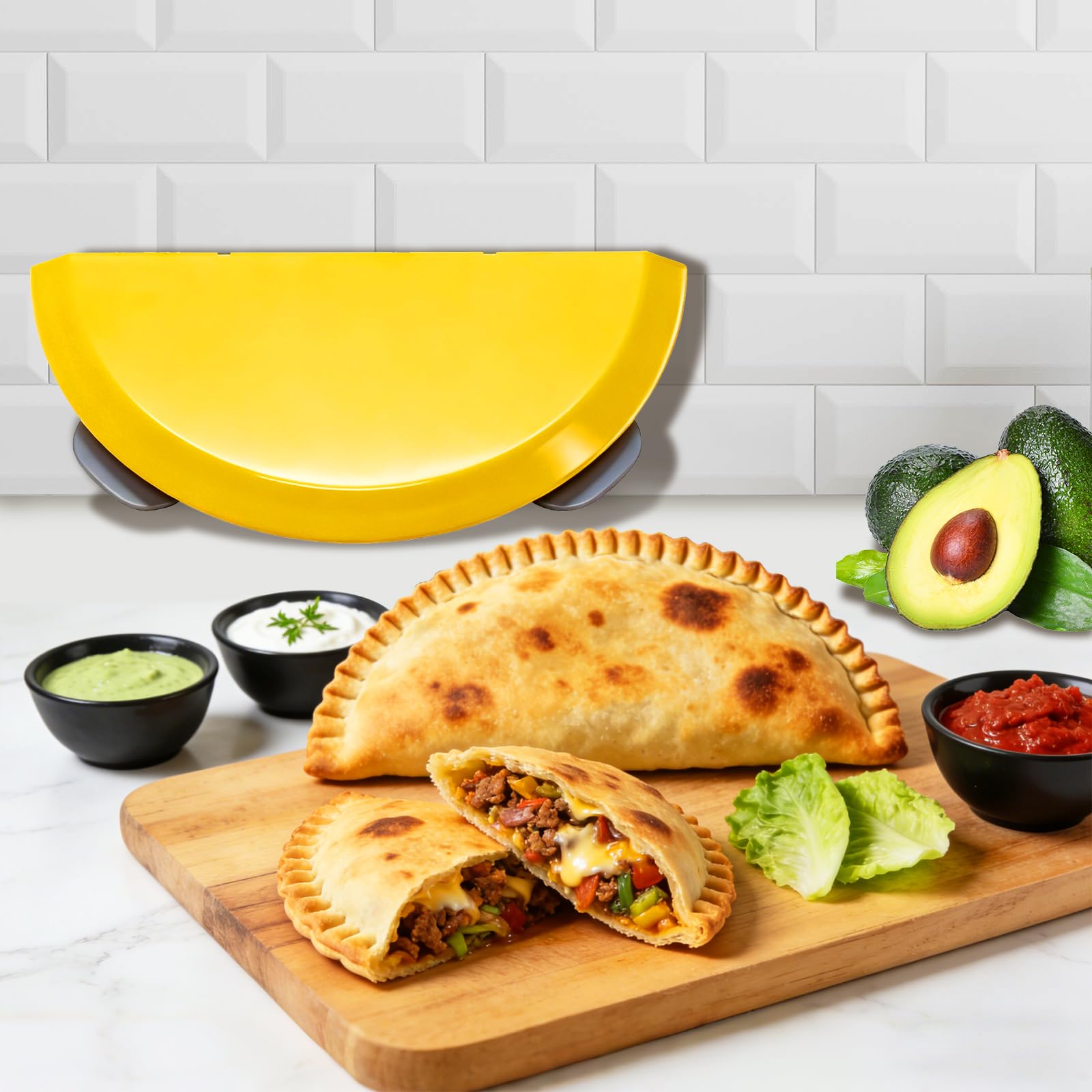Leopacat empanada press in action for filled pastries