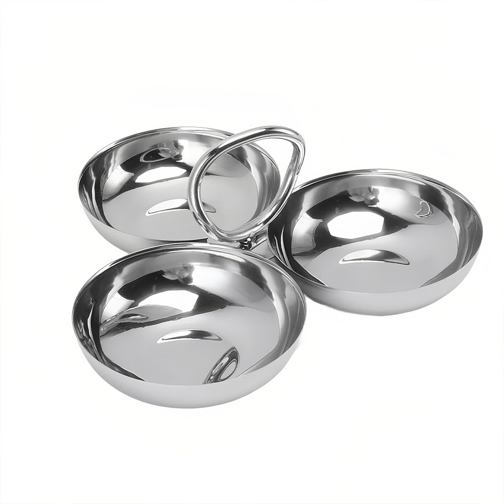 Leopacat 3-in-1 stainless steel snack plate ready for organized serving