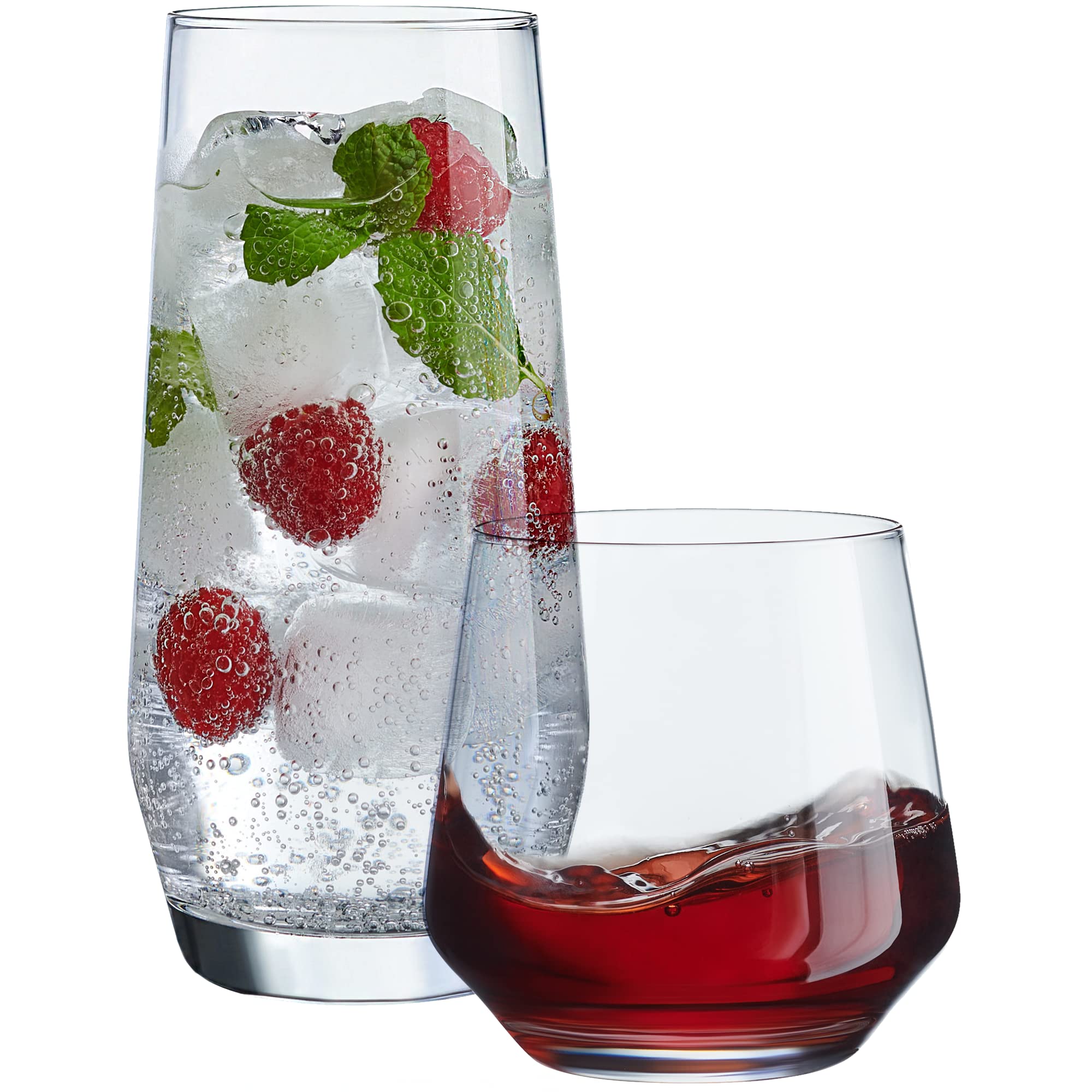 Le'raze Everyday Drinking Glasses: 8 tall highball glasses for cocktails and refreshing drinks.