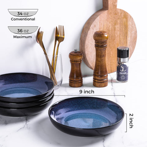 LERATIO nine-inch deep bowls showcase ample depth for sauces and hearty servings.