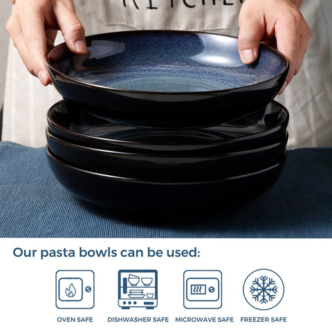 LERATIO 38oz capacity demonstrated for pasta, soup, or salad portions.