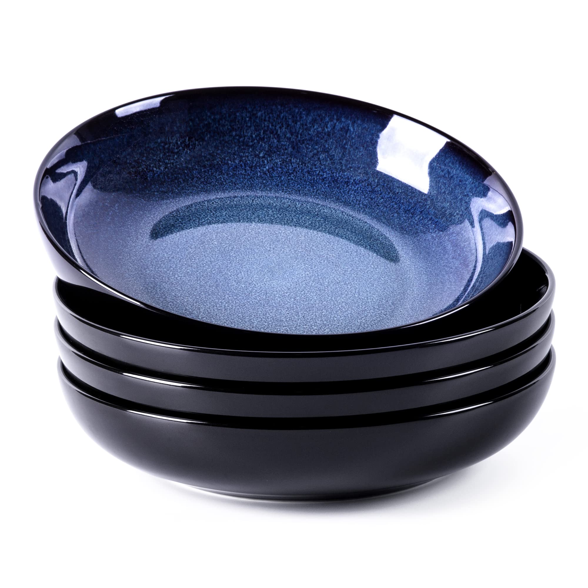 LERATIO blue pasta bowls set viewed front for family meals and generous servings.