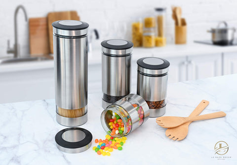 Le'raze 4-piece set ideal for cookies, coffee, tea, sugar, and more.