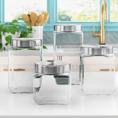 Le'raze airtight lid close-up shows secure seal for glass canisters.