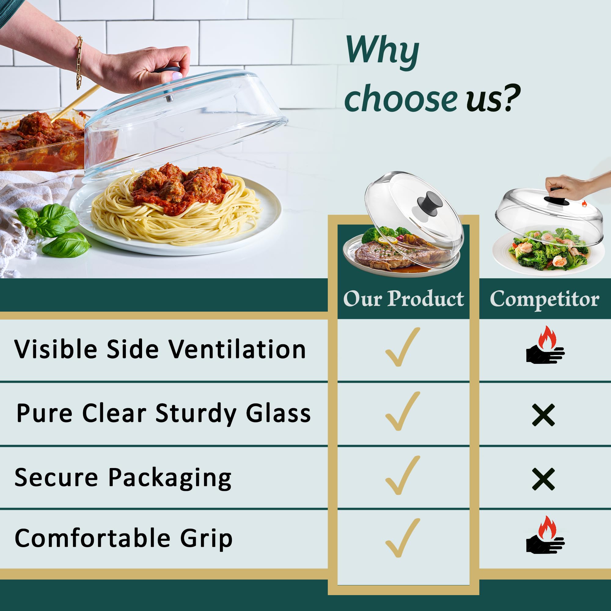 Le'raze BPA-free and lead-free glass lid for non-toxic microwaving