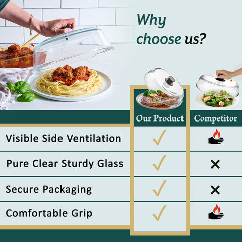 Le'raze BPA-free and lead-free glass lid for non-toxic microwaving