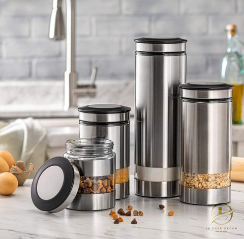 Le'raze 410 stainless steel durable canisters for everyday use.