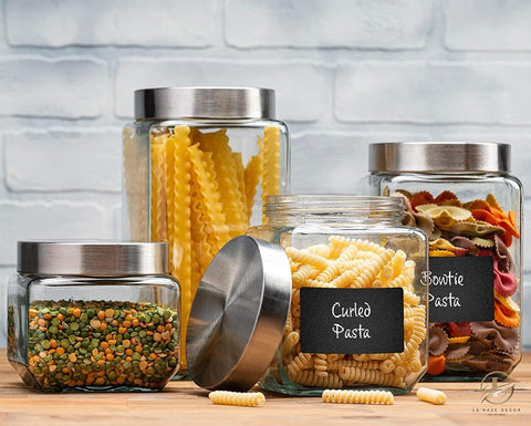 Le'raze dishwasher-safe glass canisters for easy cleaning.