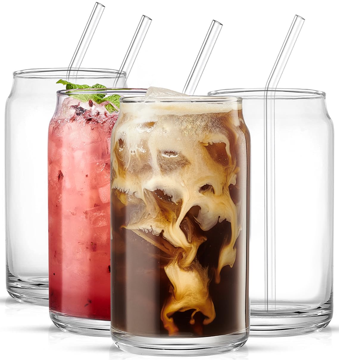 Le'raze drinking glass set of four shown together for versatile beverages