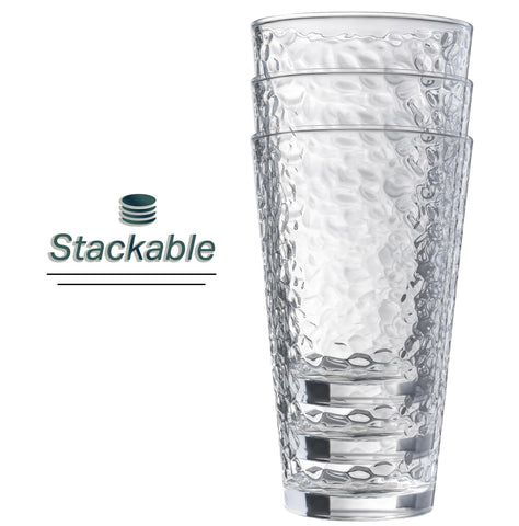 Le'raze hammered glass cups 16oz clear glass close-up texture