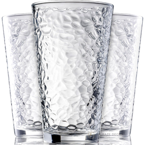 Le'raze hammered glass cups 16oz front view showcasing versatile entertaining