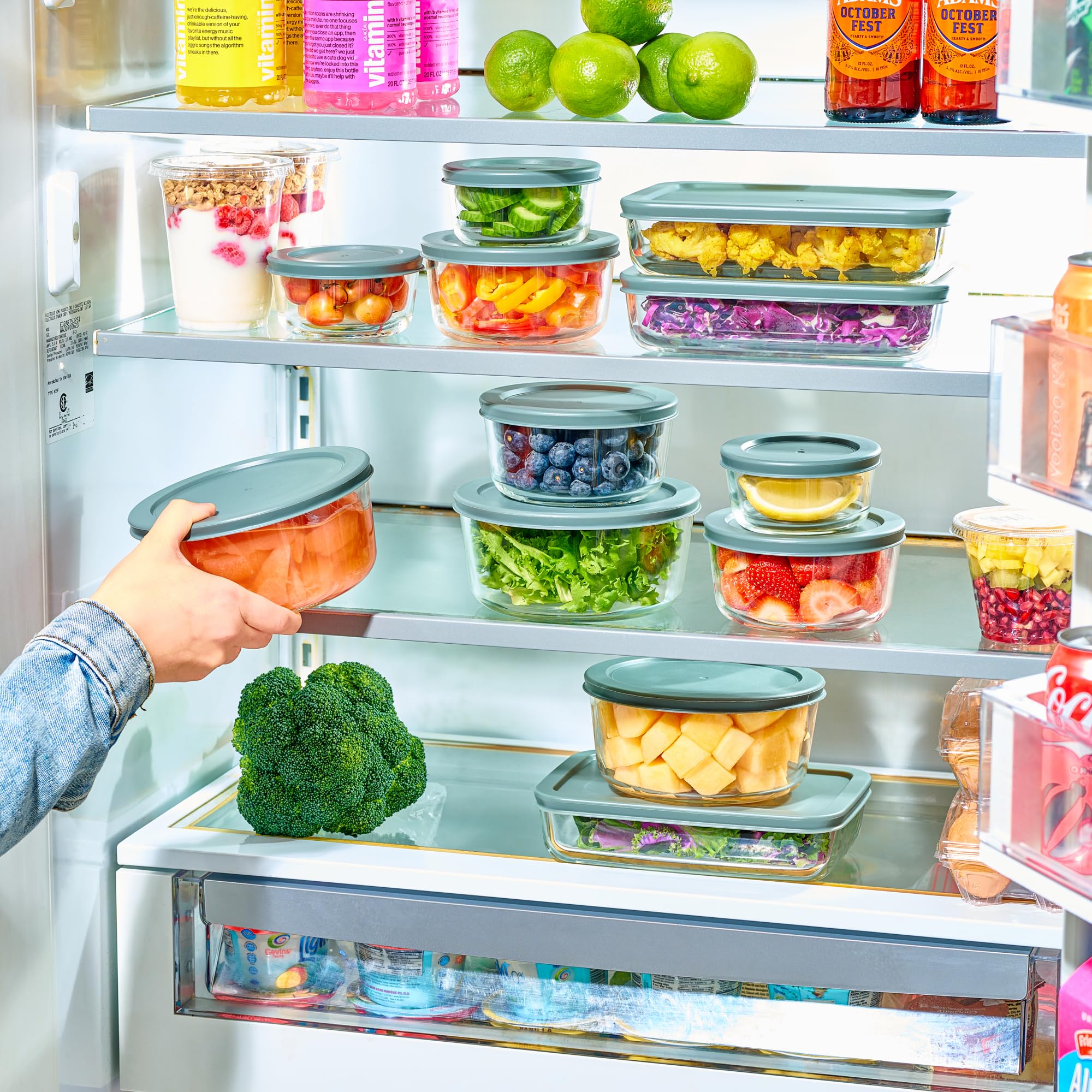 Le'raze stackable glass containers maximize kitchen storage space