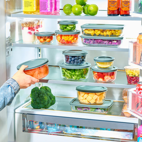 Le'raze stackable glass containers maximize kitchen storage space