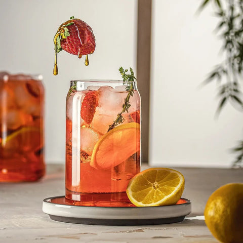 Le'raze tea glass with straw ideal for hot or cold brews