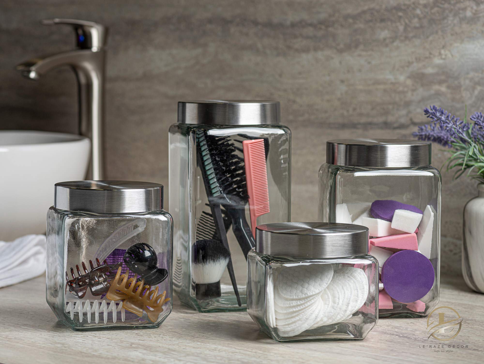 Le'raze versatile storage for flour, sugar, cookies, and spices.