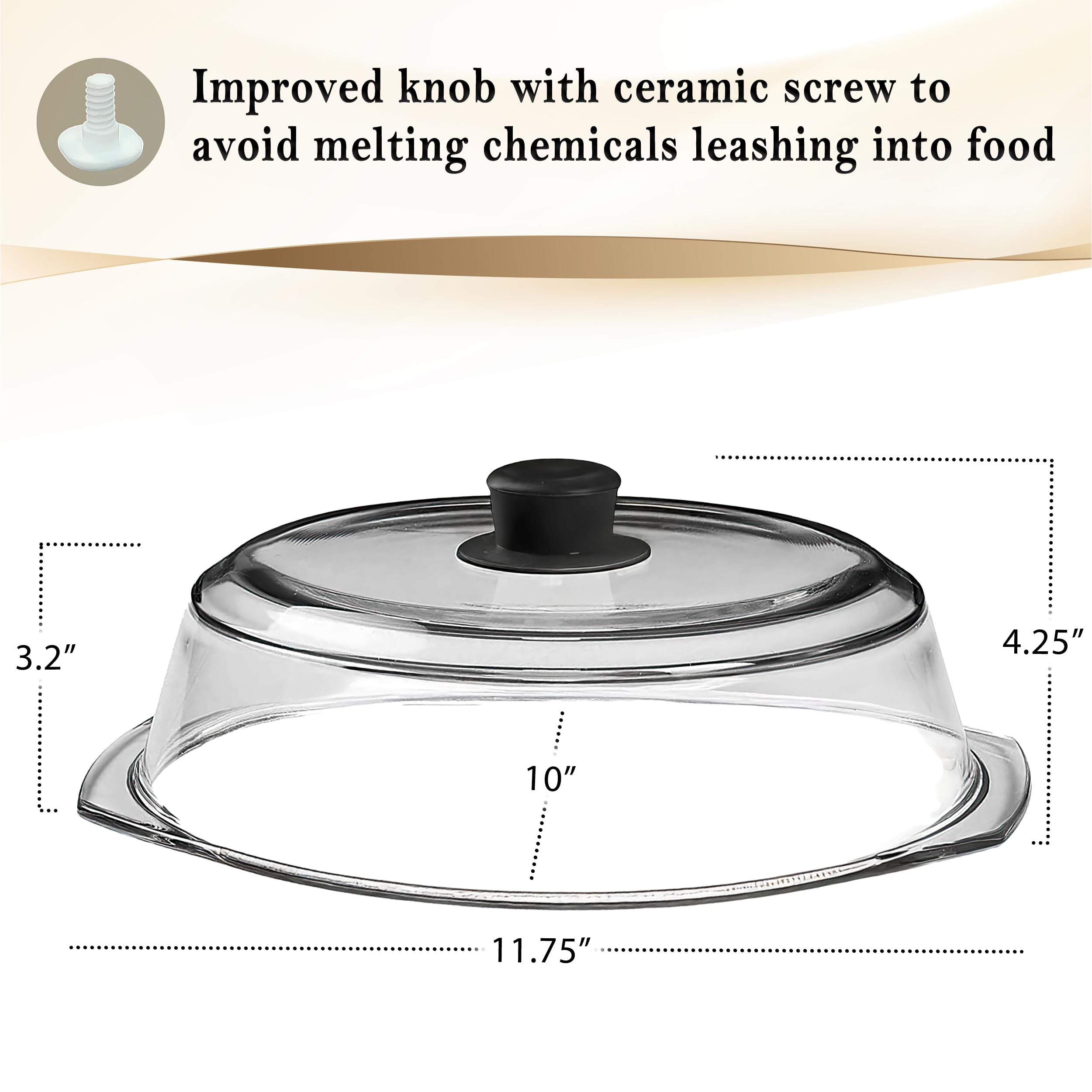Le’raze glass lid provides clear view of food while heating.