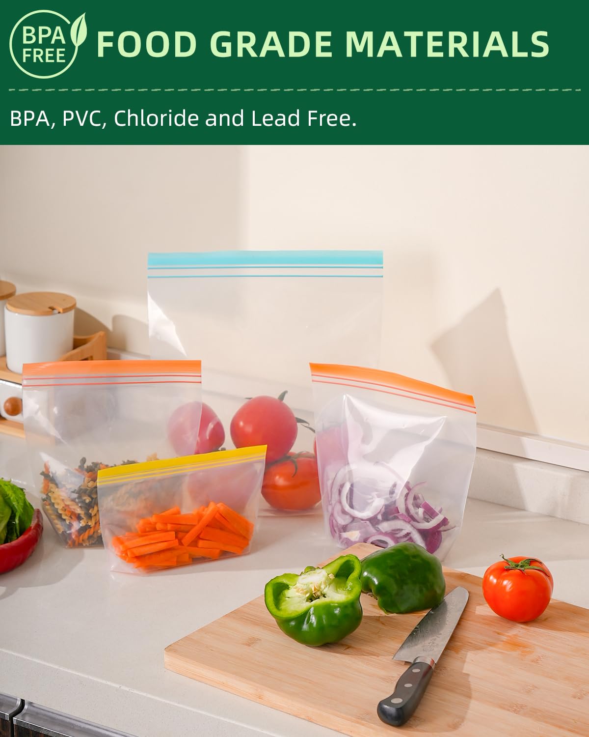 Lerine freezer bags protect food from freezer burn during long-term storage.