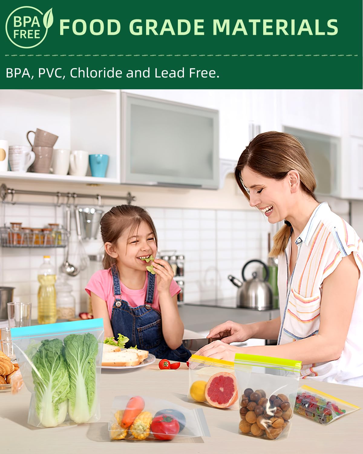 Lerine freezer bags designed for dishwasher-safe cleaning.