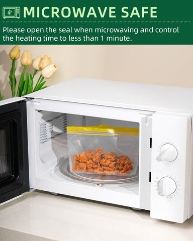 Lerine microwave-safe gallon bags for quick reheating with vent.