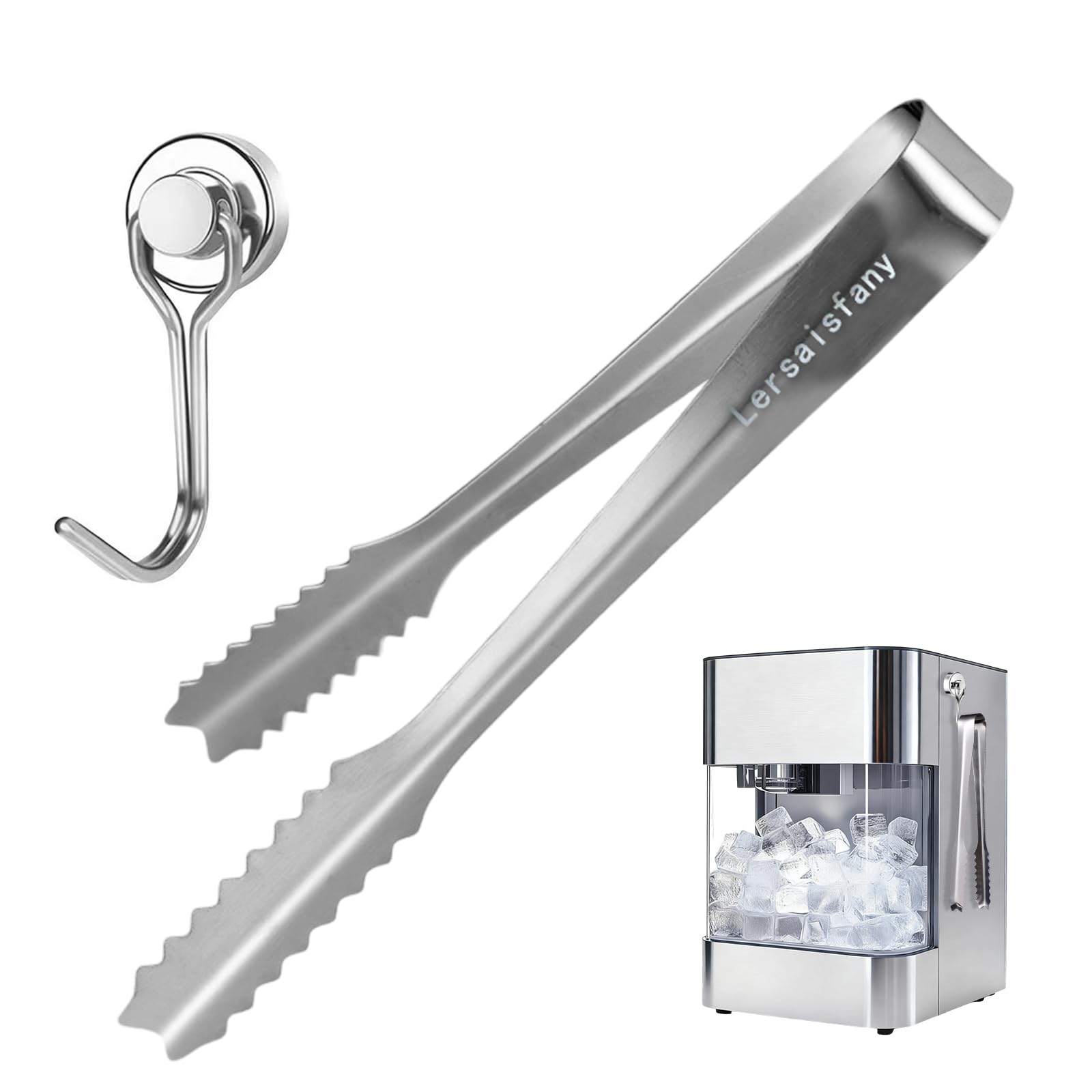 Lersaisfany stainless steel ice tongs gripping jumbo ice balls for cocktails