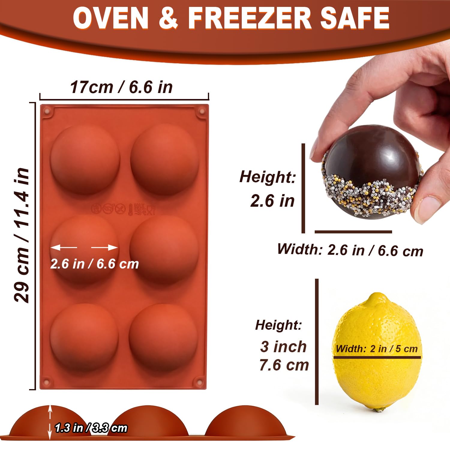 Lerykin chocolate bombe mousse mold ideal for glossy domes and creative treats.