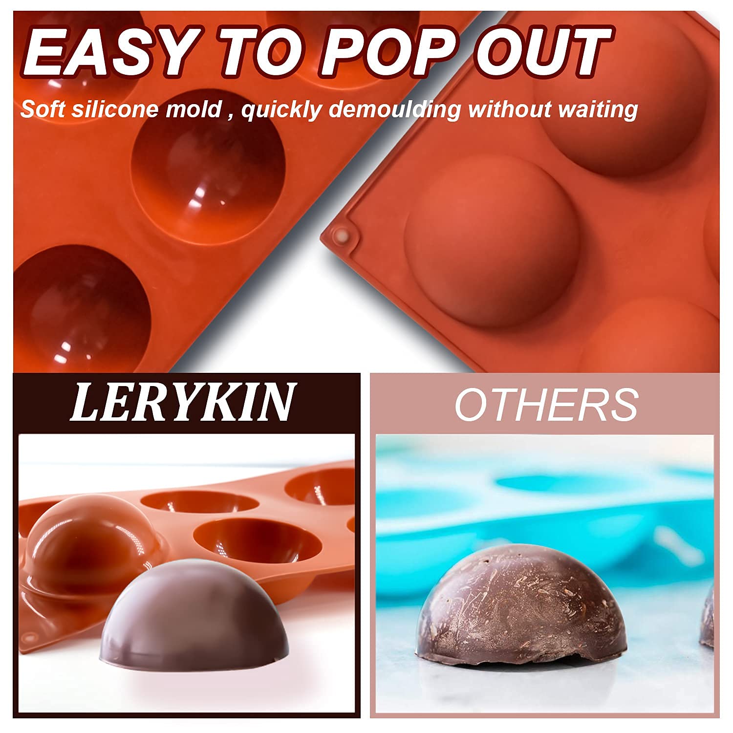 Lerykin non-stick dome mold releases mousse and jelly cleanly every time.