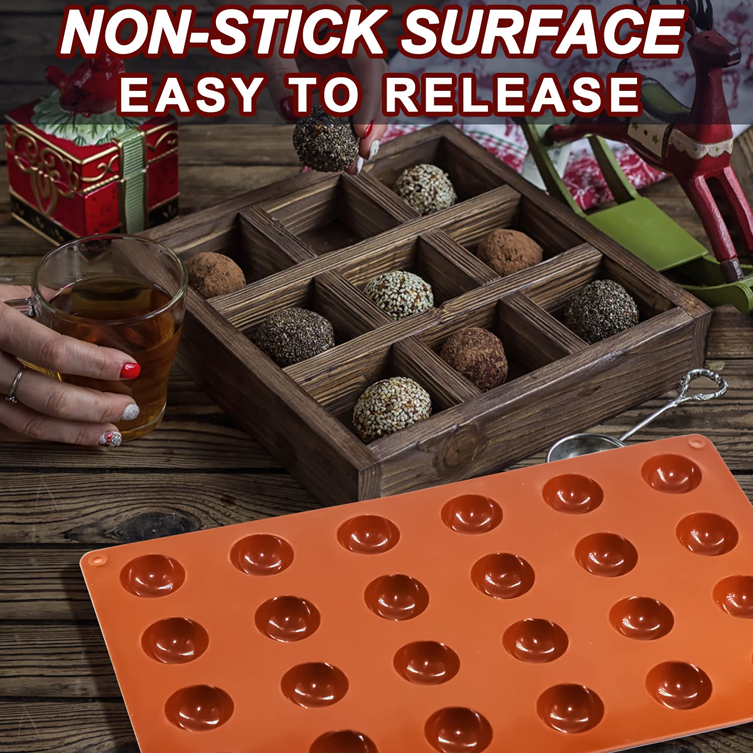 Lerykin semi-sphere mold easy release demonstrating clean popping.