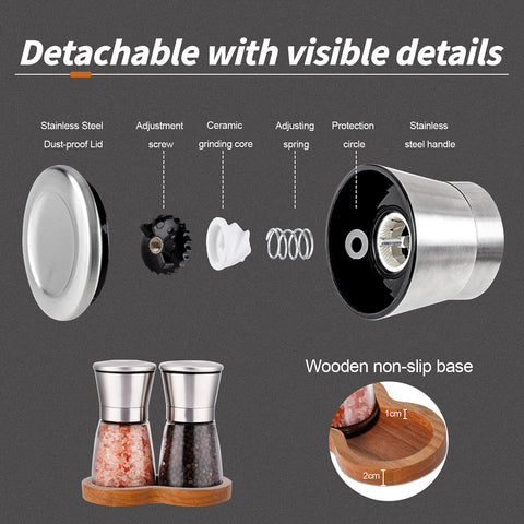 LessMo adjustable ceramic grinders let you choose fine to coarse grind.