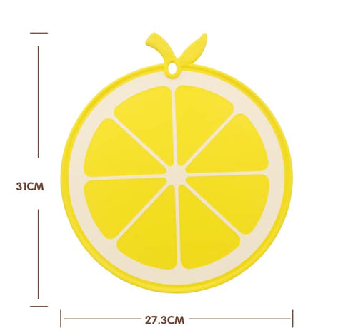 LESTAY lemon cutting board in yellow showing dishwasher-safe design for easy cleanup