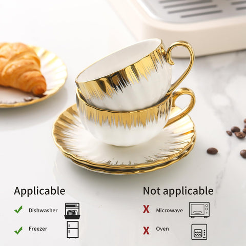 LETAOTAO ceramic Turkish coffee cups with gold trim enhance festive gatherings and tasteful presentation.