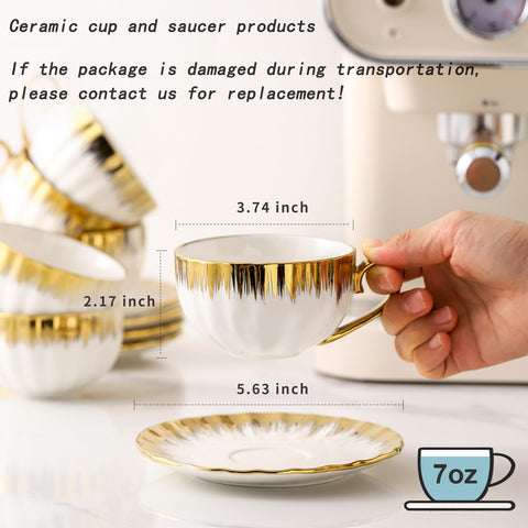 LETAOTAO ergonomic gold-handle coffee cups offer comfortable grip for extended sipping.