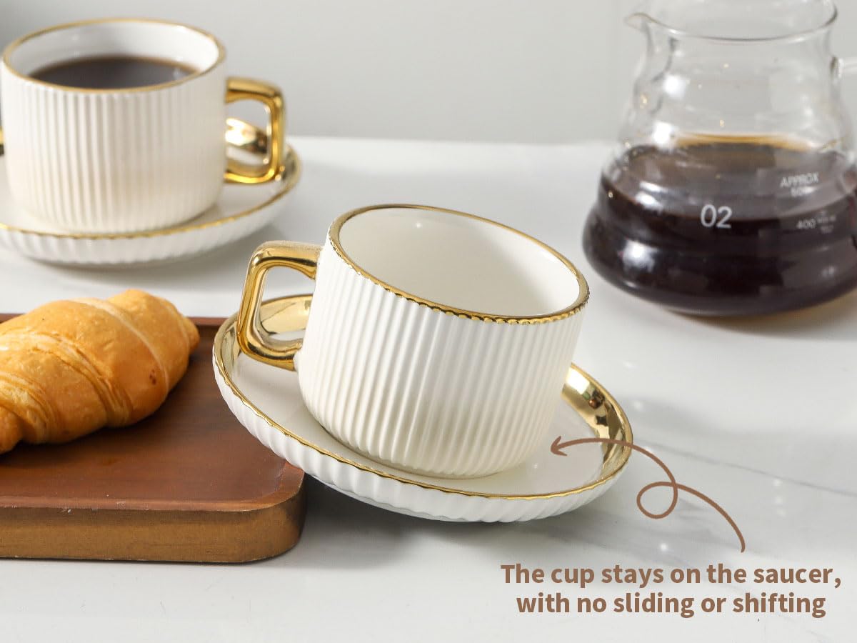 LETAOTAO juego cuatro tazas con platillos para mesa elegante