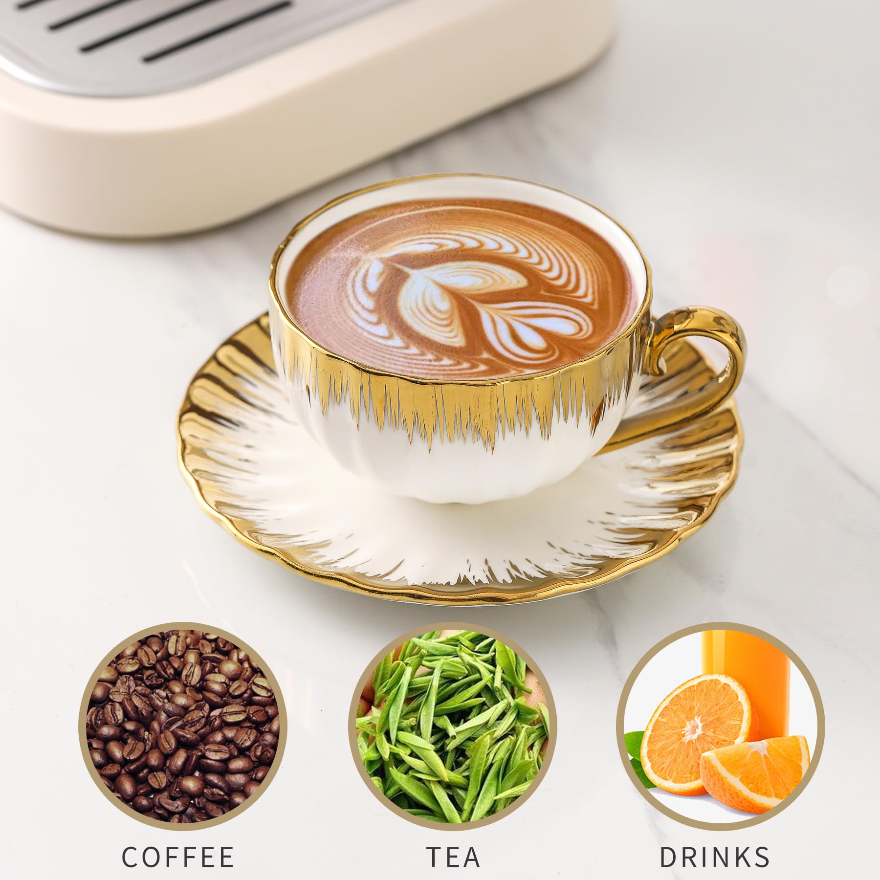 LETAOTAO porcelain double espresso cups 7oz ideal for concentrated shots and crema-rich mornings.