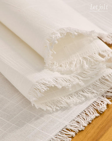 Letjolt white table runner at bridal shower decor adds soft, textured charm.
