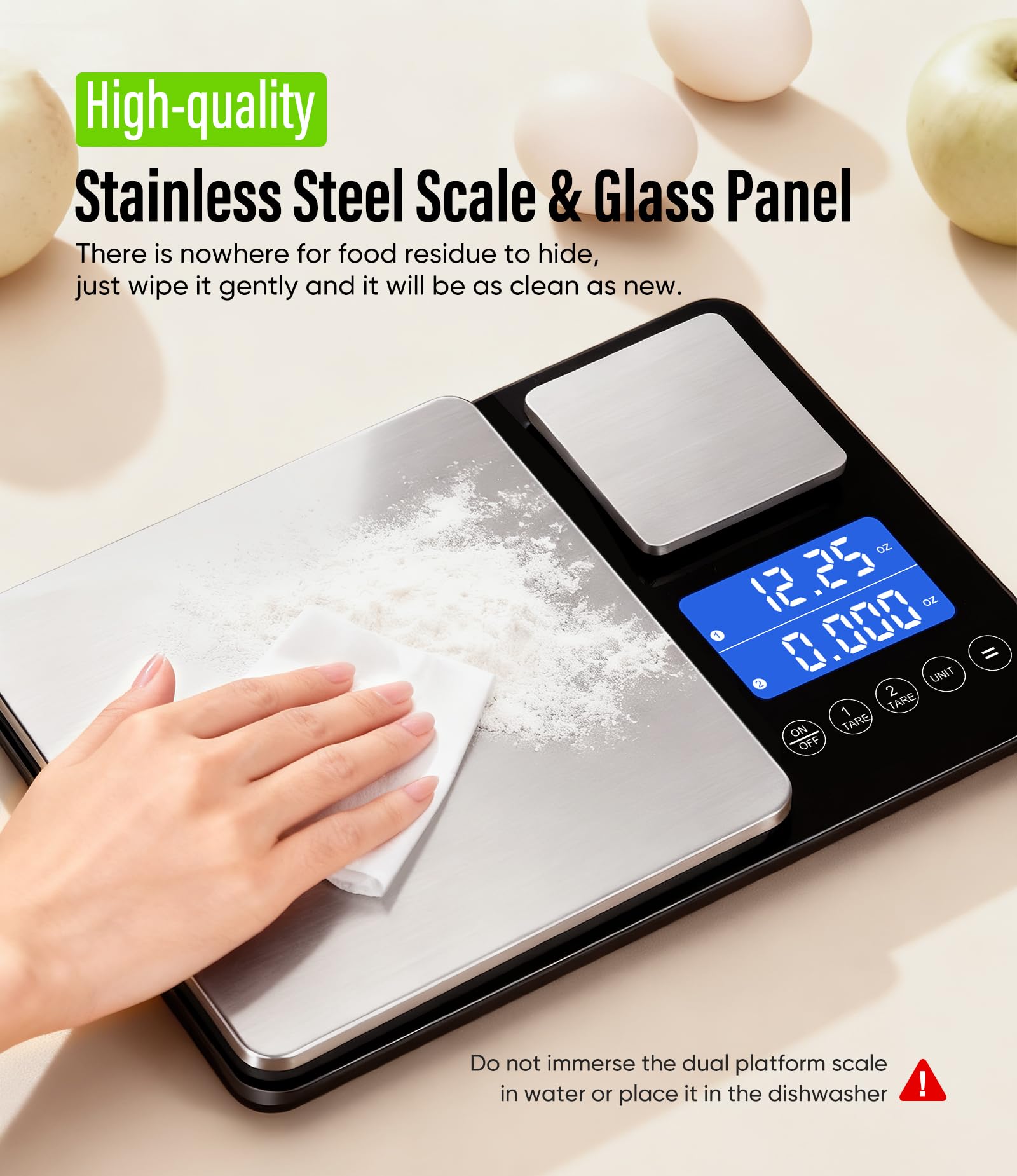 Letron scale in use for baking, meal prep, and multi-dish cooking.