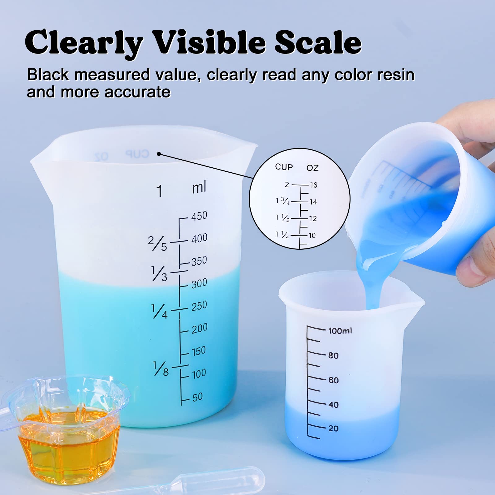 LET'S RESIN durable silicone cups resist deformation for repeated resin projects.