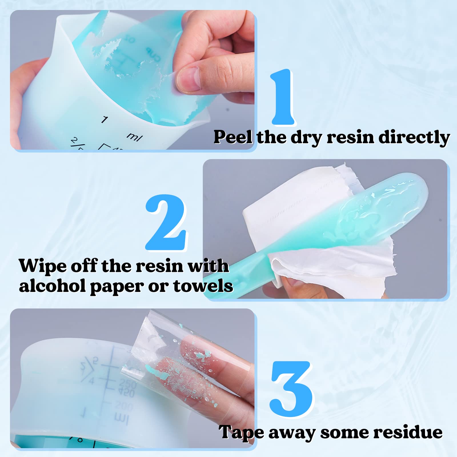 LET'S RESIN tool-kit includes cups, sticks, and pipettes for resin art.
