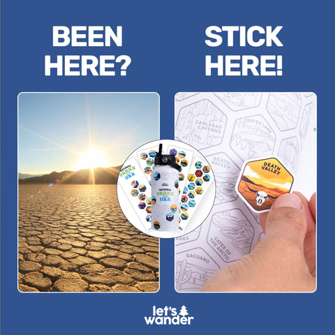 LET'S WANDER gift-ready National Parks bottle for hikers and park lovers.