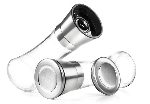 Levav ceramic-rotor grinders offer smooth adjustment for fine to coarse seasoning.