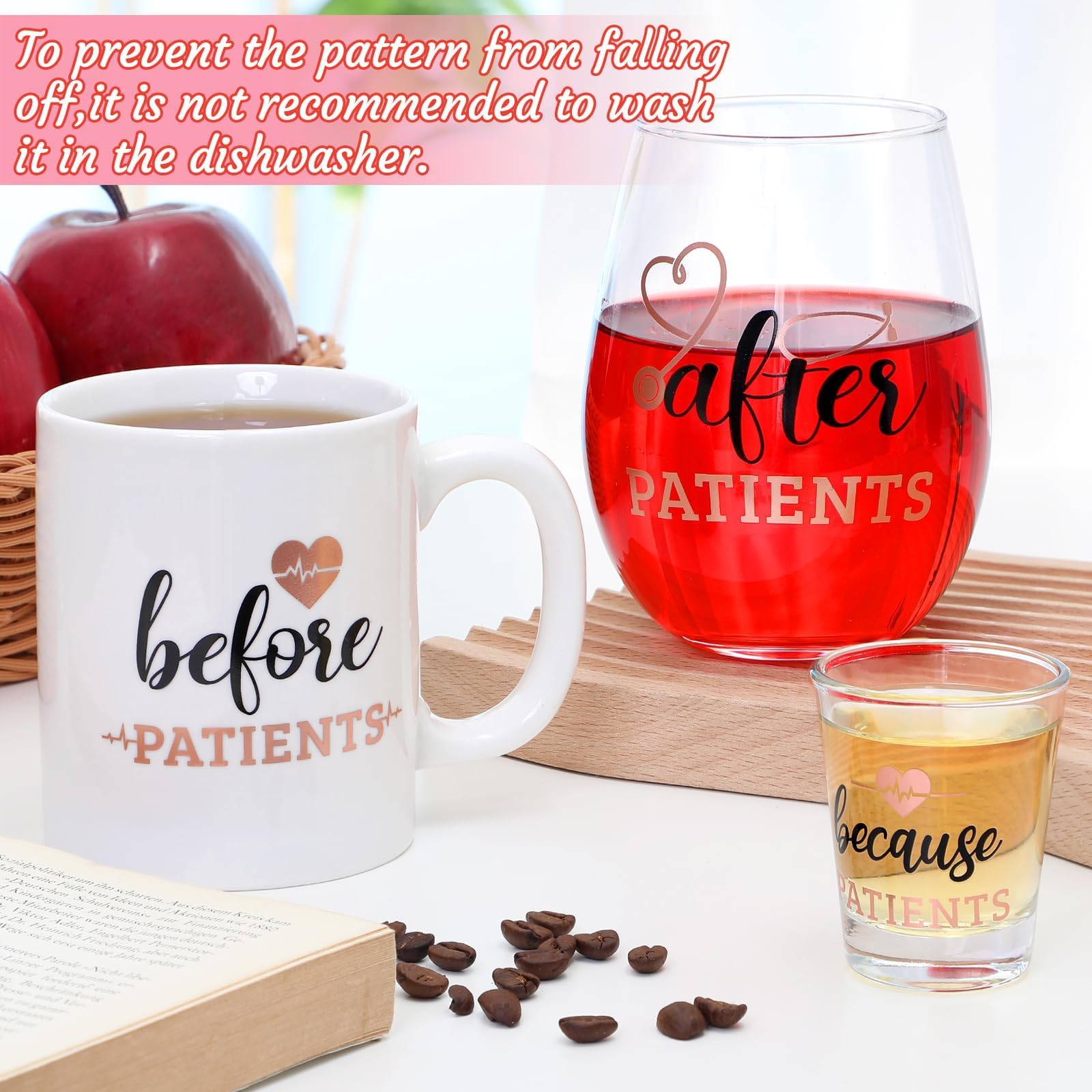 Levfla after-patients wine glass with rose gold accents for unwinding.